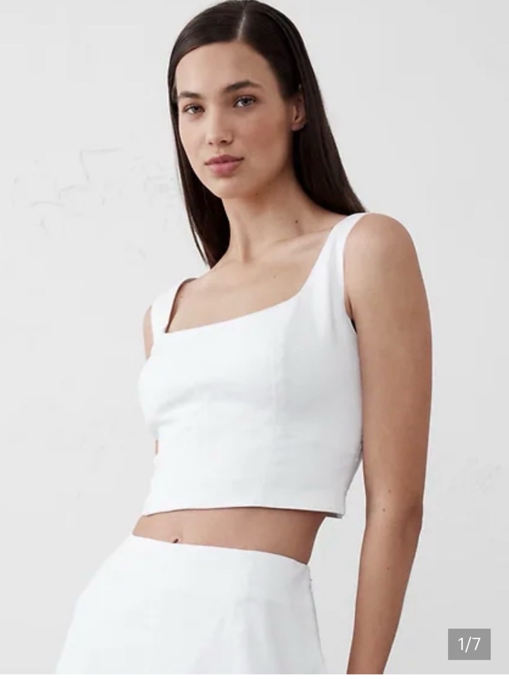 Banana Republic White Linen Square Neck Crop Top Tank Blouse 8
